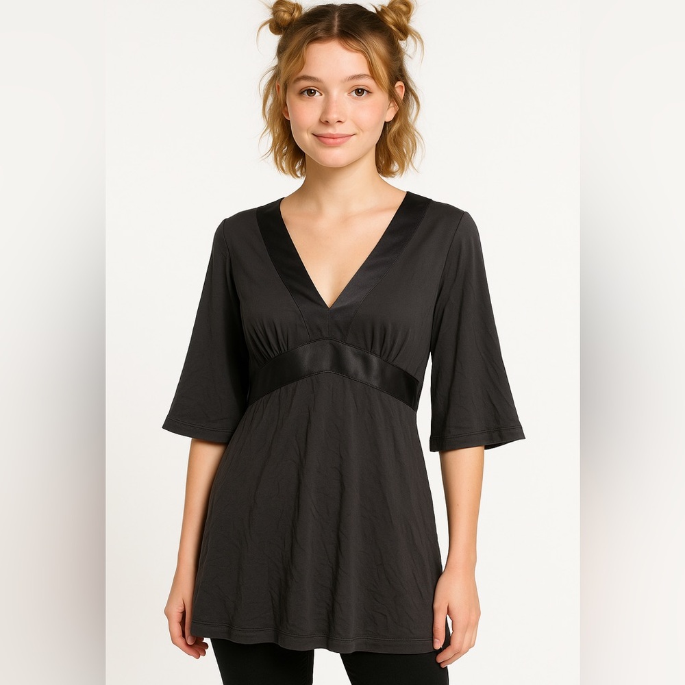 Express Women’s Babydoll Blouse Medium Witchycore Fairycore 06’ Satin Tie Flawed